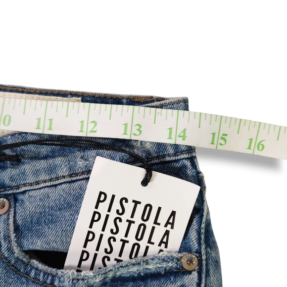 NWT Pistola Madi Embroidered Distressed Modern Slim Jeans Sz 27x27 Deep Sea Blue - Picture 9 of 13